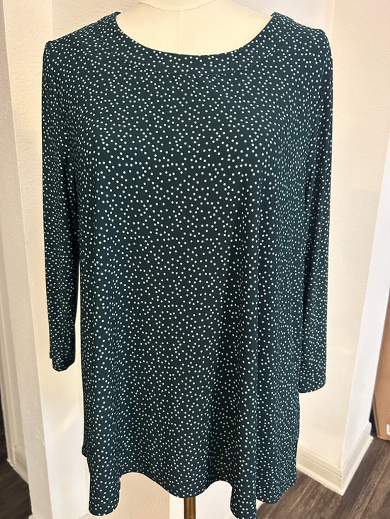 Anne Klein Dresses & Skirts - Anne Klein Dark Teal Polka Dot Long-Sleeve Swing Shirt